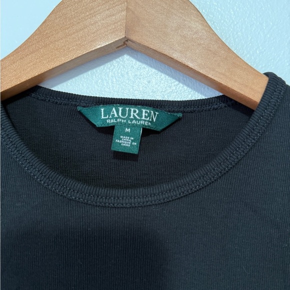 Lauren Ralph‎ Lauren Black Ribbed Crew Neck Short Sleeve T- Shirt Women's M - Picture 4 of 6
